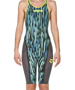 Combinaison De Natation Femme Arena Carbon Ultra Edition 2018 Dos Ouvert Blue Drops Fluo/ Yellow