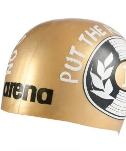 Bonnet Silicone De Natation Arena Poolish Moulded Disc Record Gold