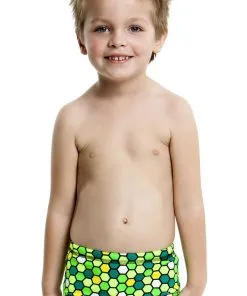 Maillot De Bain Funky Trunks Enfant Garçon Golden Honeycomb Vert