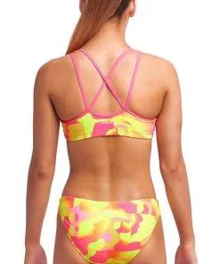 Maillot De Bain Funkita 2 Pièces Fille Criss Cross - Pinged Pink -Combinaisons Hommes Mrillots Oe Bain soldes pinged pink girls 2p4