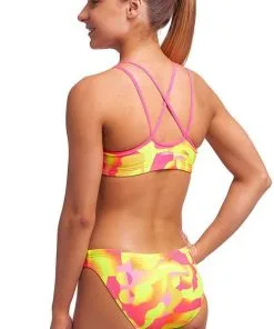 Maillot De Bain Funkita 2 Pièces Fille Criss Cross - Pinged Pink -Combinaisons Hommes Mrillots Oe Bain soldes pinged pink girls 2p 2