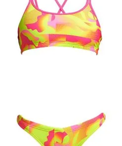 Maillot De Bain Funkita 2 Pièces Fille Criss Cross - Pinged Pink -Combinaisons Hommes Mrillots Oe Bain soldes pinged pink girls 2p 3