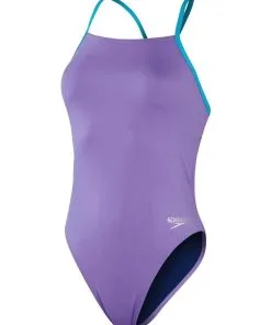 Maillot De Bain 1 Pièce SPEEDO Solid Lattice Back Swimsuit - Miami Lilac/ Aquarium